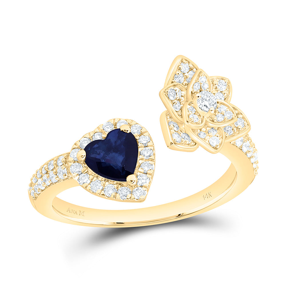 1/2CTW-NAT DIA ANA M 5MM-HT-BS NAT GEM FLOWER HEART RING Daisy Joyeria