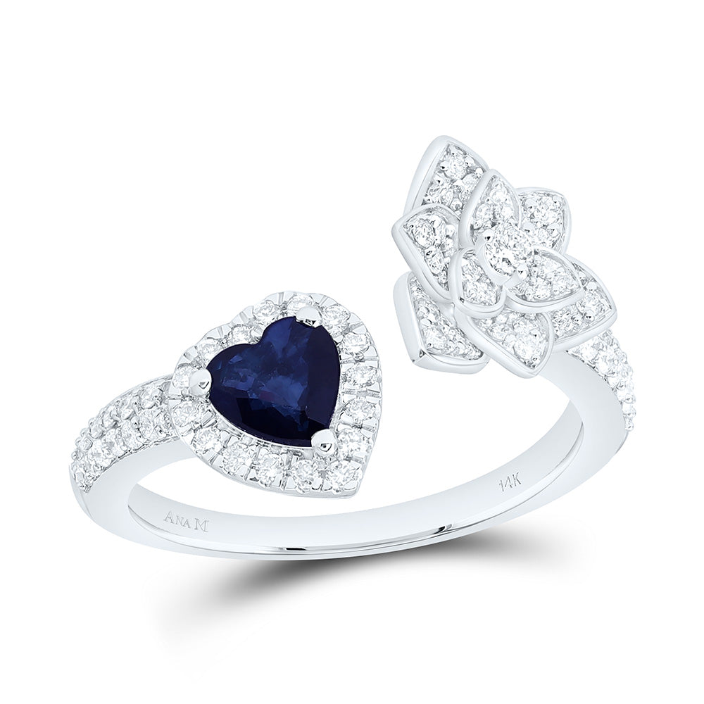 1/2CTW-NAT DIA ANA M 5MM-HT-BS NAT GEM FLOWER HEART RING Daisy Joyeria