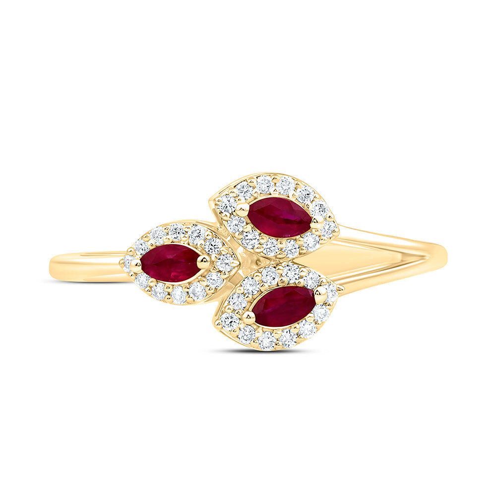 1/6CTW-NAT DIA ANA M 1/5CT-MQ-RU NAT GEM MARQUISE RING Daisy Joyeria