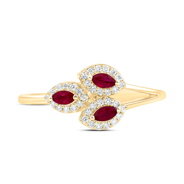 1/6CTW-NAT DIA ANA M 1/5CT-MQ-RU NAT GEM MARQUISE RING Daisy Joyeria
