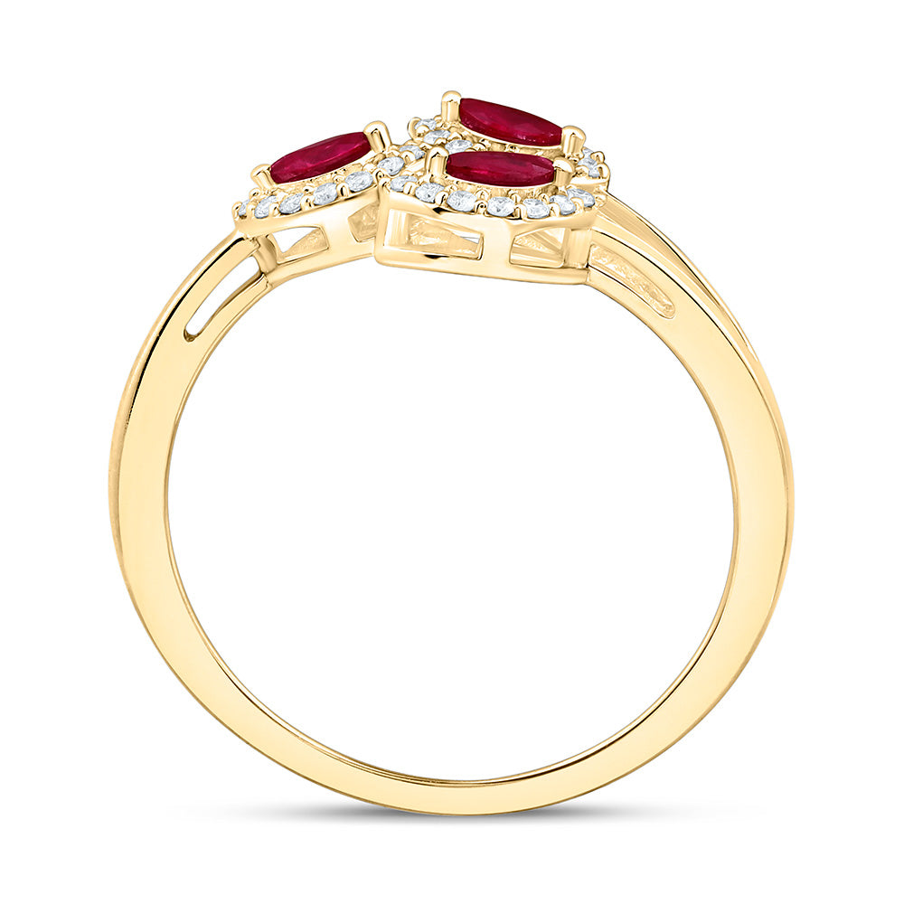 1/6CTW-NAT DIA ANA M 1/5CT-MQ-RU NAT GEM MARQUISE RING Daisy Joyeria