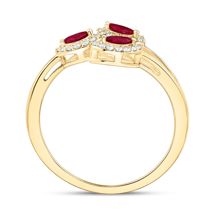 1/6CTW-NAT DIA ANA M 1/5CT-MQ-RU NAT GEM MARQUISE RING Daisy Joyeria