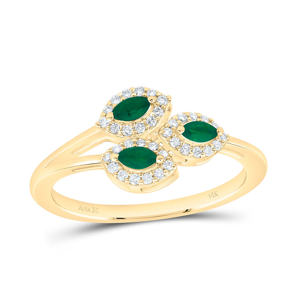 1/6CTW-NAT DIA ANA M 1/5CT-MQ-EM NAT GEM MARQUISE RING Daisy Joyeria