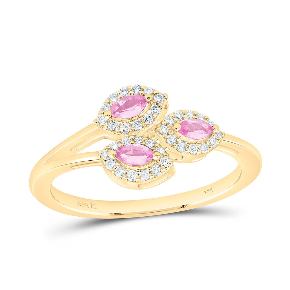 1/6CTW-NAT DIA ANA M 1/5CT-MQ-PINK SAPP NAT GEM MARQUISE RING Daisy Joyeria