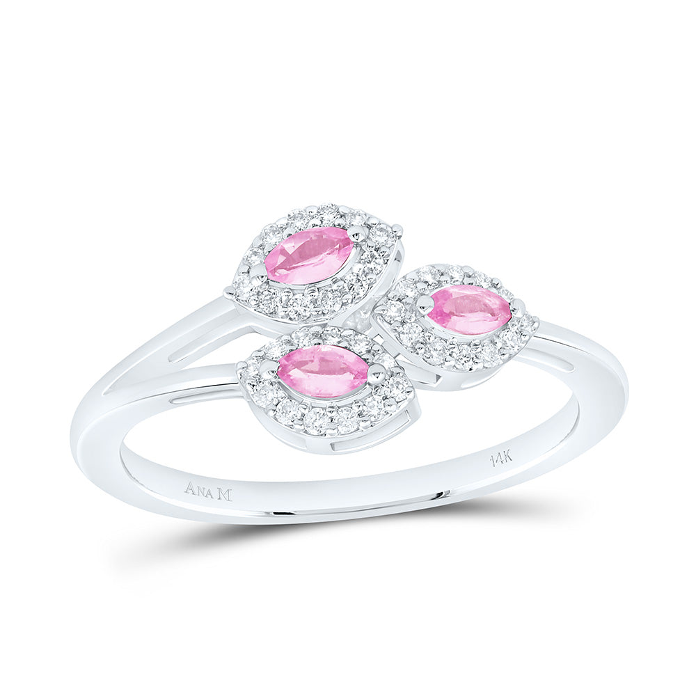 1/6CTW-NAT DIA ANA M 1/5CT-MQ-PINK SAPP NAT GEM MARQUISE RING Daisy Joyeria