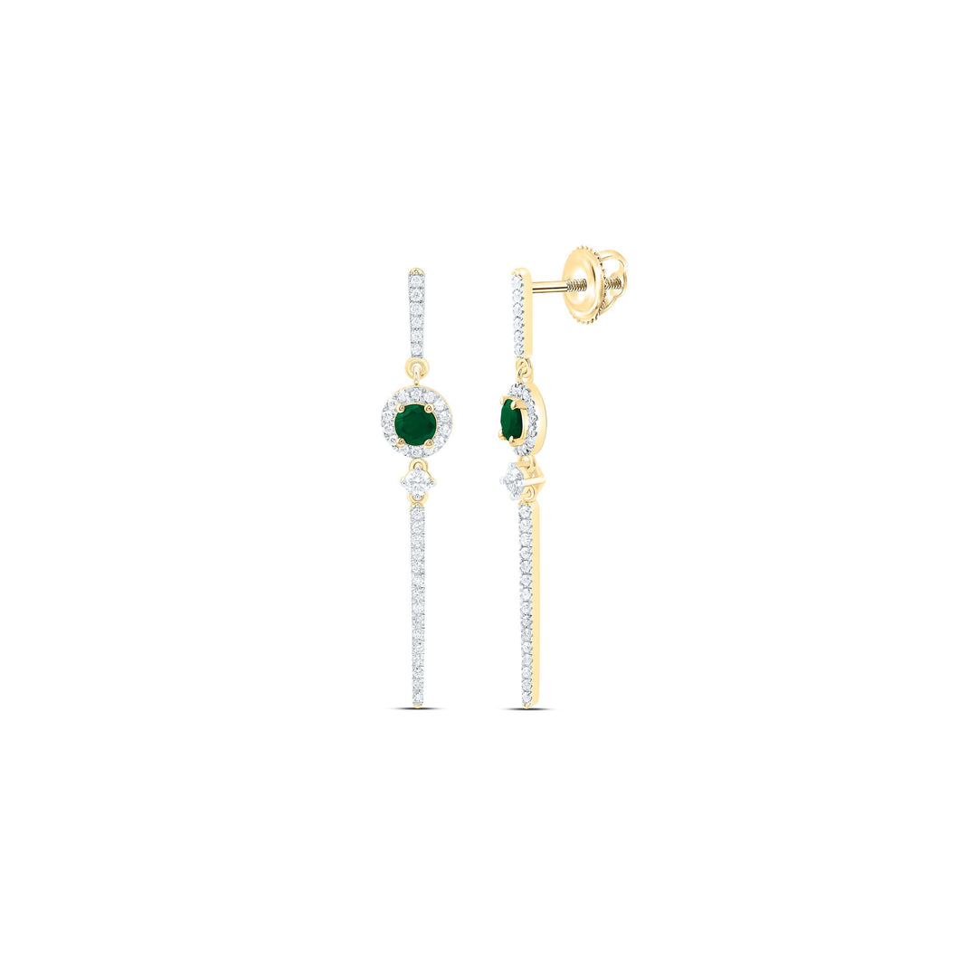 1/2CTW-NAT DIA ANA M 4MM RD-EM NAT GEM ROUND DANGLING EARRING Daisy Joyeria