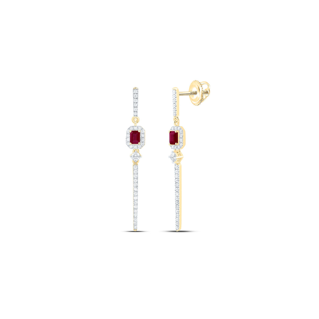 1/2CTW-NAT DIA ANA M 4X3MM-EM-RU NAT GEM EMERALD DANGLING EARRING Daisy Joyeria