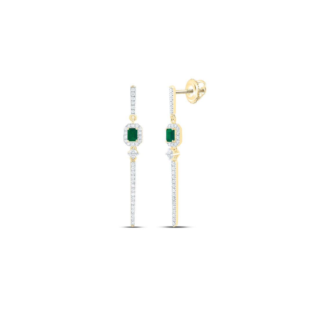1/2CTW-NAT DIA ANA M 4X3MM-EM-EM NAT GEM EMERALD DANGLING EARRING Daisy Joyeria