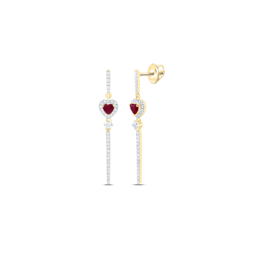 1/2CTW-NAT DIA ANA M 4MM-HT-RU NAT GEM HEART DANGLING EARRING Daisy Joyeria