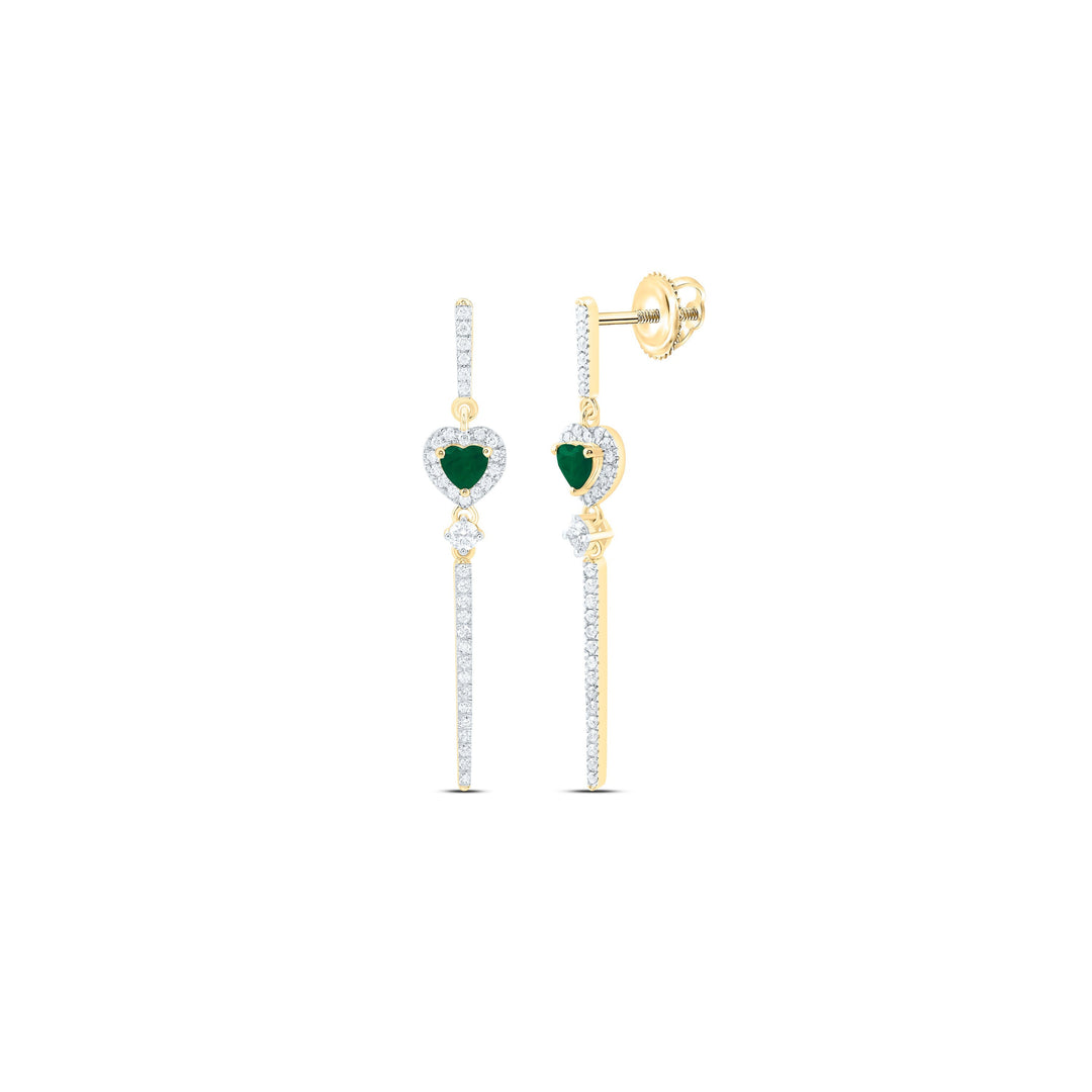1/2CTW-NAT DIA ANA M 4MM-HT-EM NAT GEM HEART DANGLING EARRING Daisy Joyeria