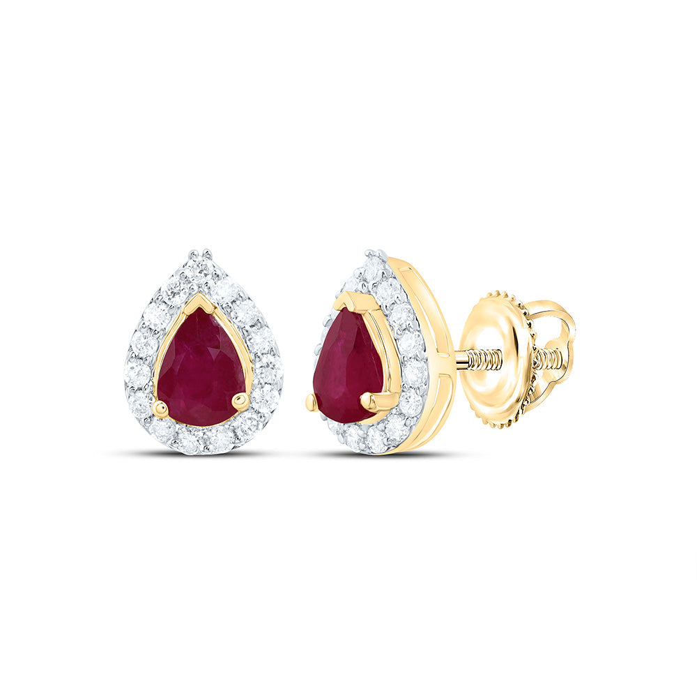 1/10CTW-NAT DIA CN 4X3MM PS-RU NAT GEM PEAR EARRING Daisy Joyeria
