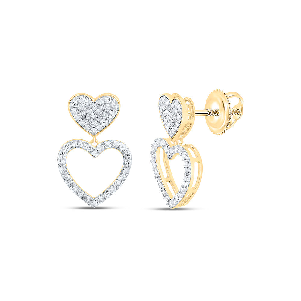3/8CTW-NAT DIA NK DANGLING HEART EARRING Daisy Joyeria