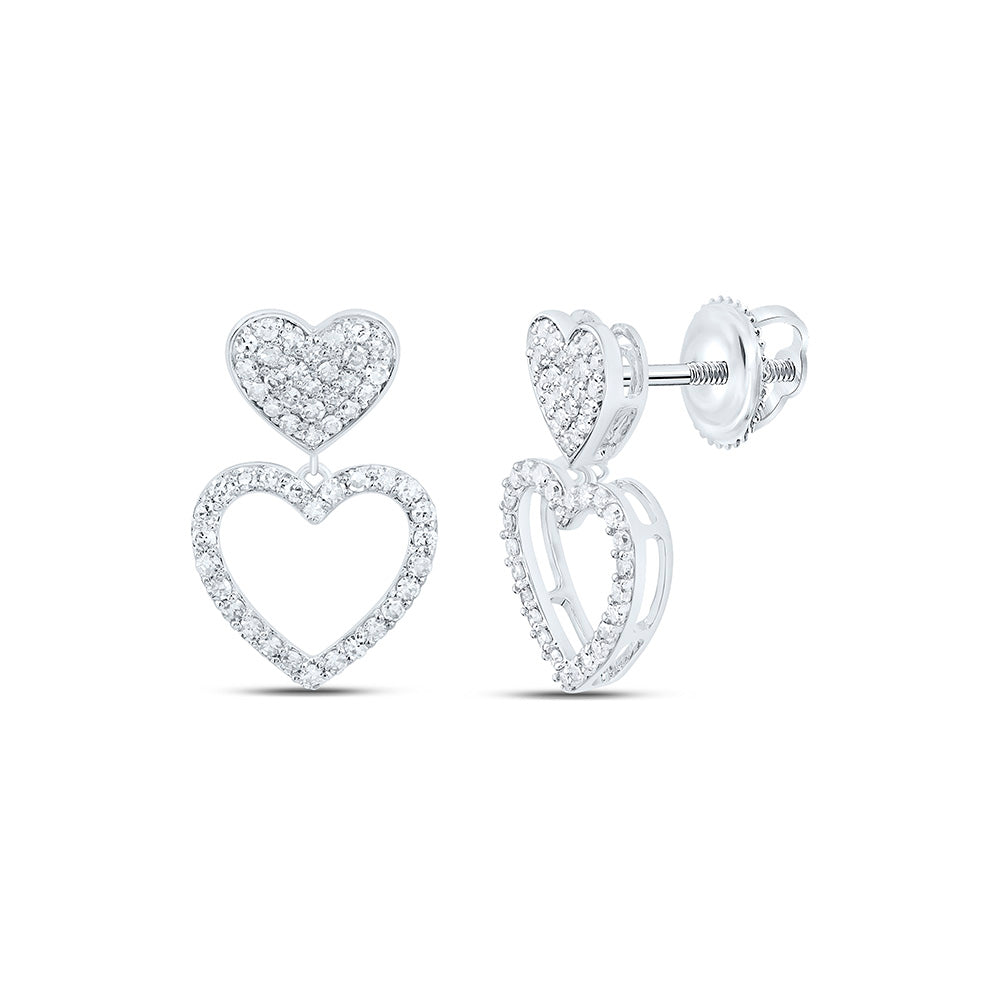 3/8CTW-NAT DIA NK DANGLING HEART EARRING Daisy Joyeria