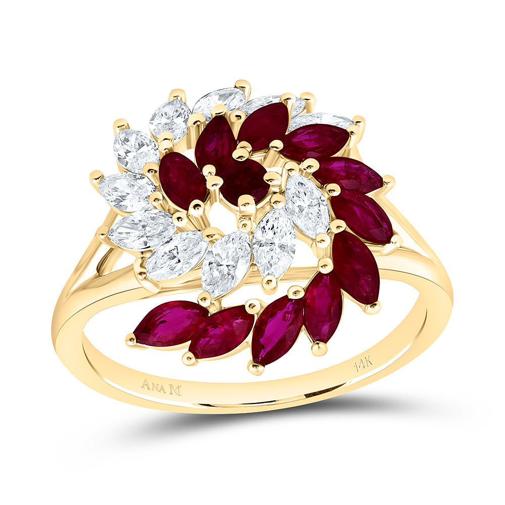 3/4CTW-NAT DIA ANA M 7/8CT-MQ-RU NAT GEM MARQUISE RING Daisy Joyeria