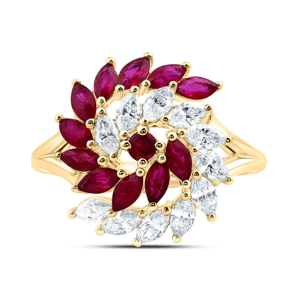 3/4CTW-NAT DIA ANA M 7/8CT-MQ-RU NAT GEM MARQUISE RING Daisy Joyeria