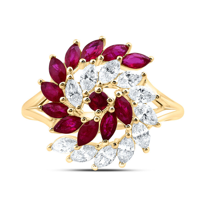 3/4CTW-NAT DIA ANA M 7/8CT-MQ-RU NAT GEM MARQUISE RING Daisy Joyeria