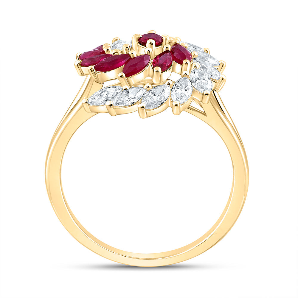 3/4CTW-NAT DIA ANA M 7/8CT-MQ-RU NAT GEM MARQUISE RING Daisy Joyeria