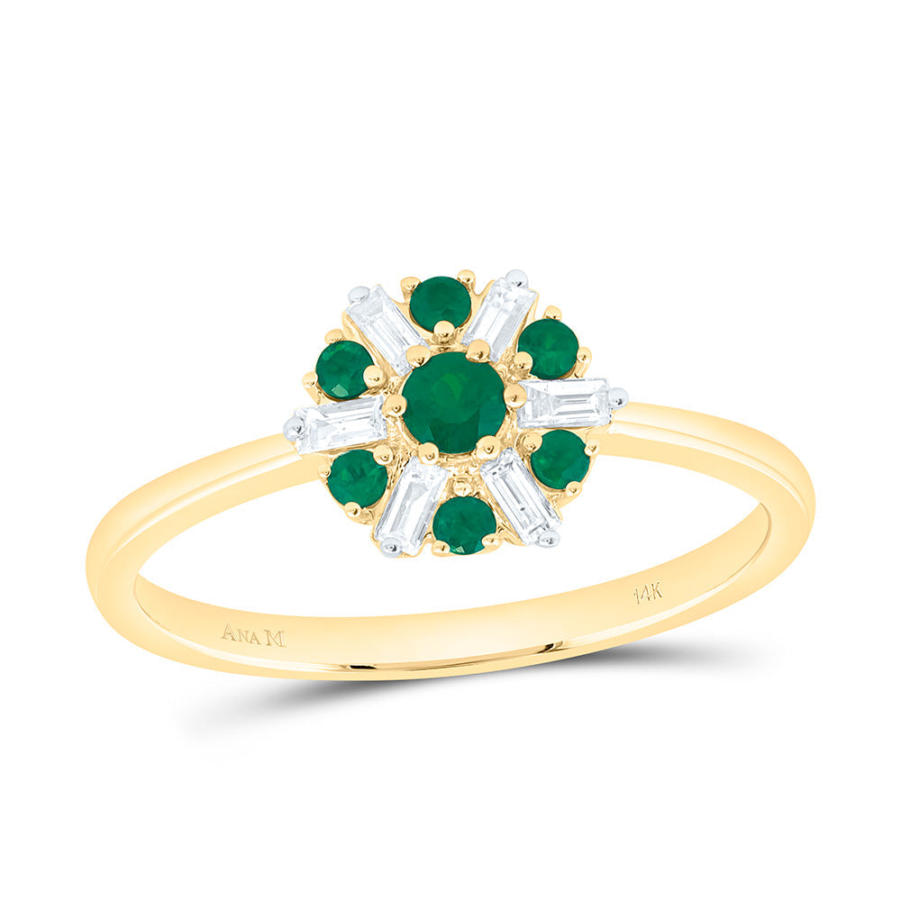 1/8CTW-NAT DIA ANA M 1/6CT-RD-EM NAT GEM FLOWER RING Daisy Joyeria