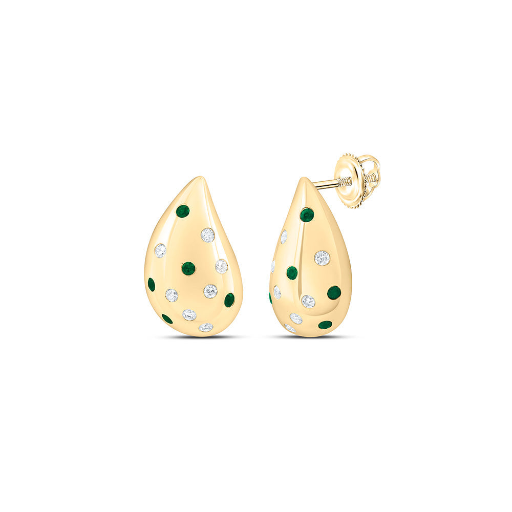 1/3CTW-NAT DIA ANA M 1/5CT-RD-EM NAT GEM TEAR DROP EARRING Daisy Joyeria