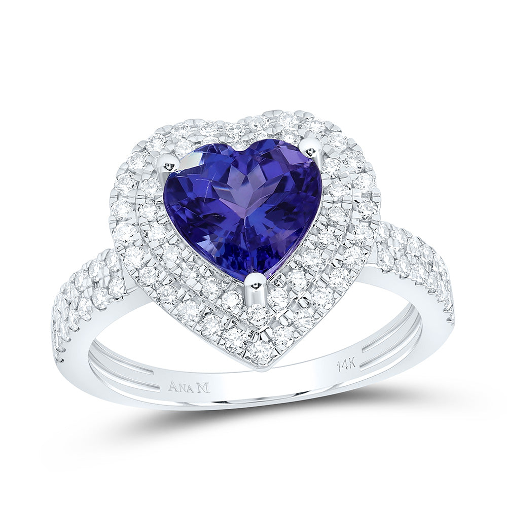 1/2CTW-NAT DIA ANA M 8MM-HT-TANZNITE, NAT GEM HEART RING Daisy Joyeria