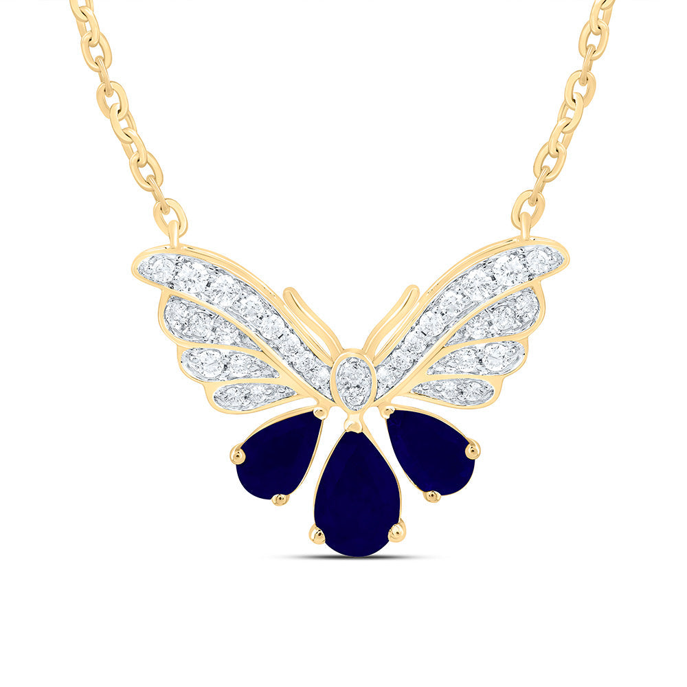 1/5CTW-NAT DIA ANA M 1CT-PS-BS NAT GEM BUTTERFLY NECKLACE (18 INCH) Daisy Joyeria