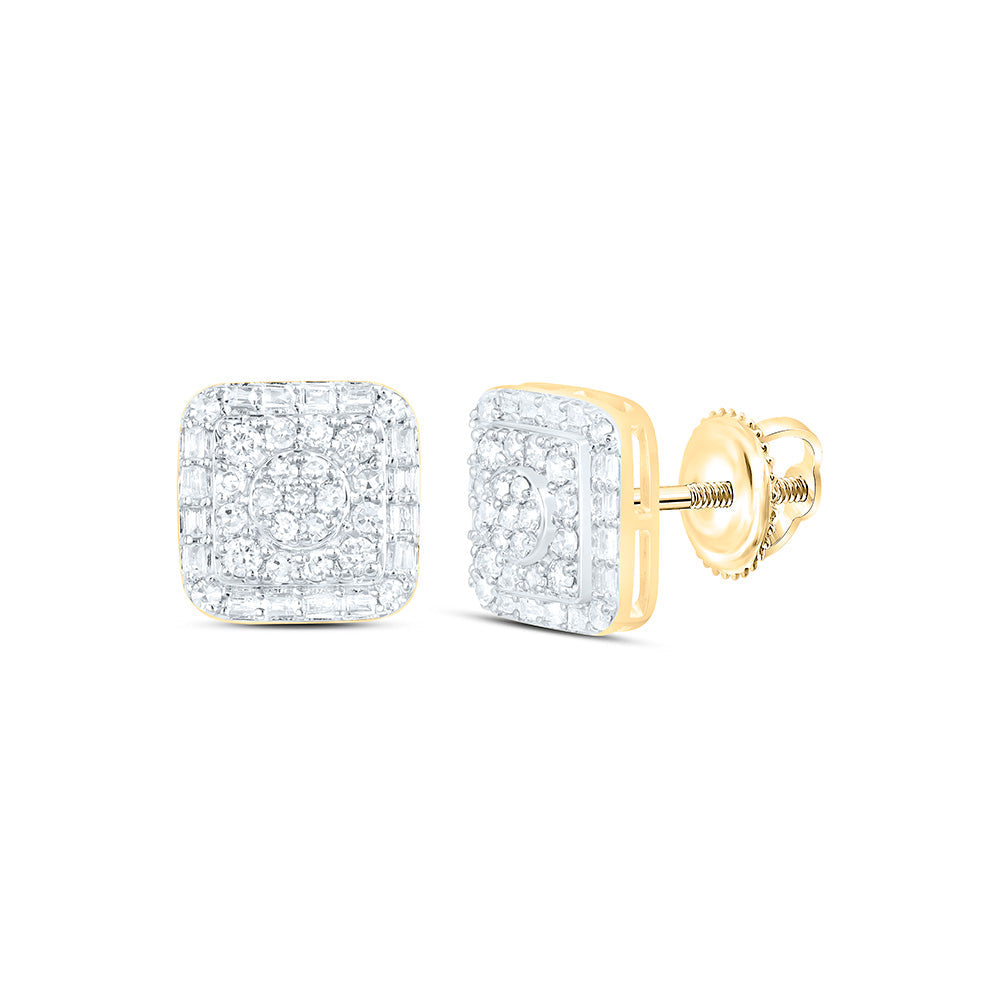 3/8CTW-NAT DIA NK FASHION SQUARE EARRING Daisy Joyeria