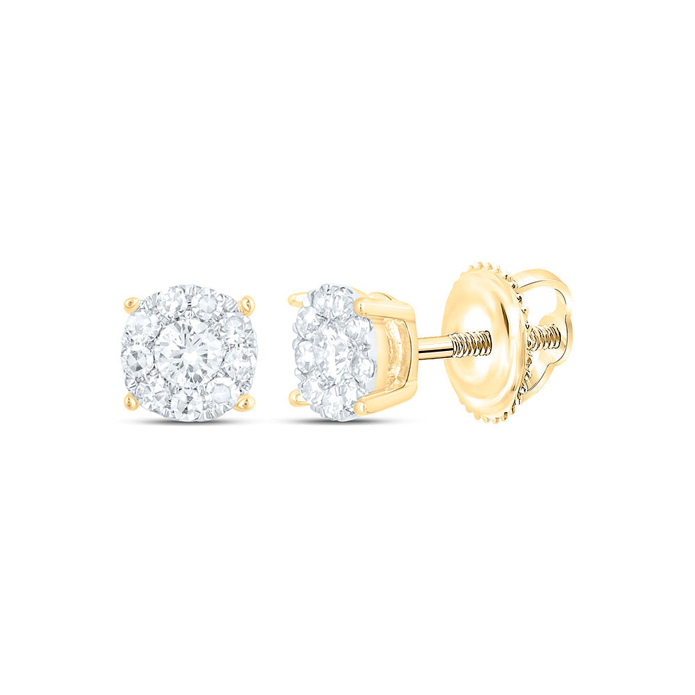 1/4CTW-NAT DIA NK FASHION ROUND EARRING Daisy Joyeria