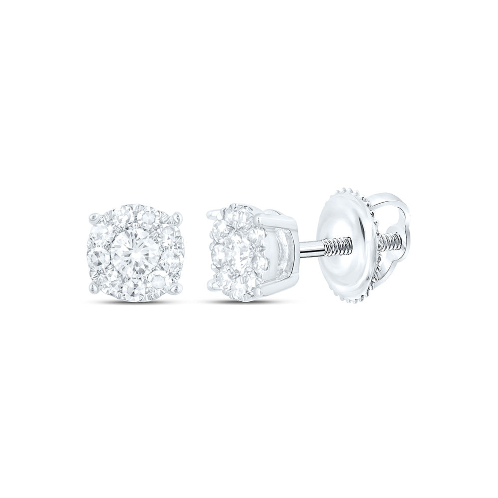 1/4CTW-NAT DIA NK FASHION ROUND EARRING Daisy Joyeria