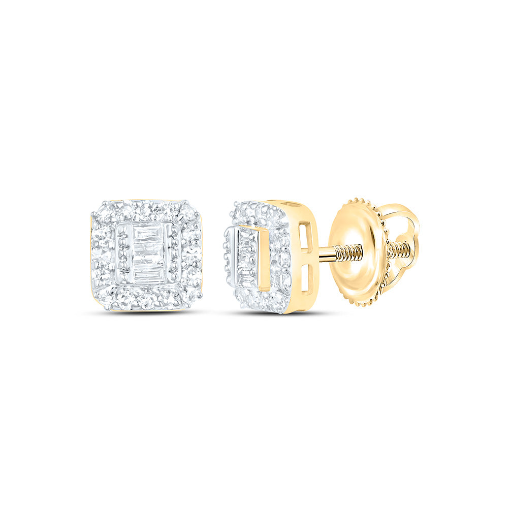 1/4CTW-NAT DIA NK FASHION SQUARE EARRING Daisy Joyeria