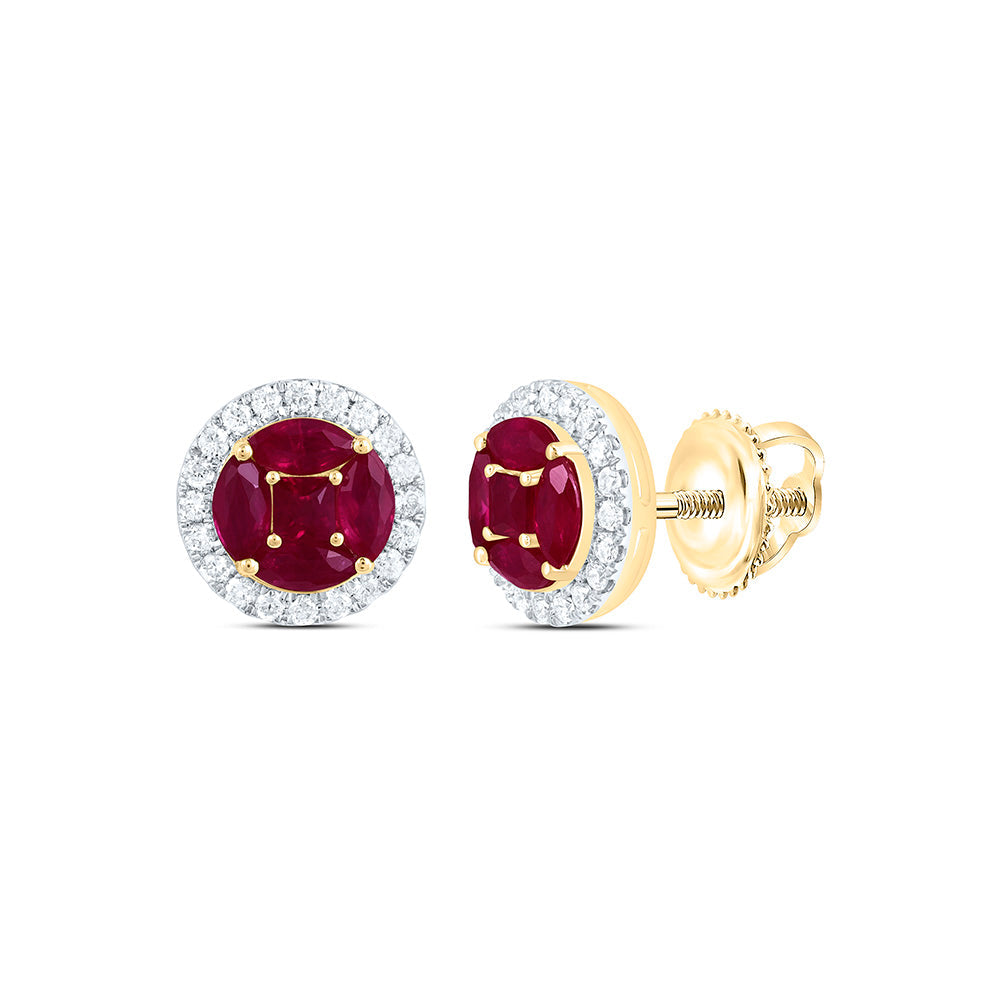 1/4CTW-NAT DIA CN 3/4CT-MQ-RU, 1/5CT-PR-RU NAT GEM EARRING Daisy Joyeria