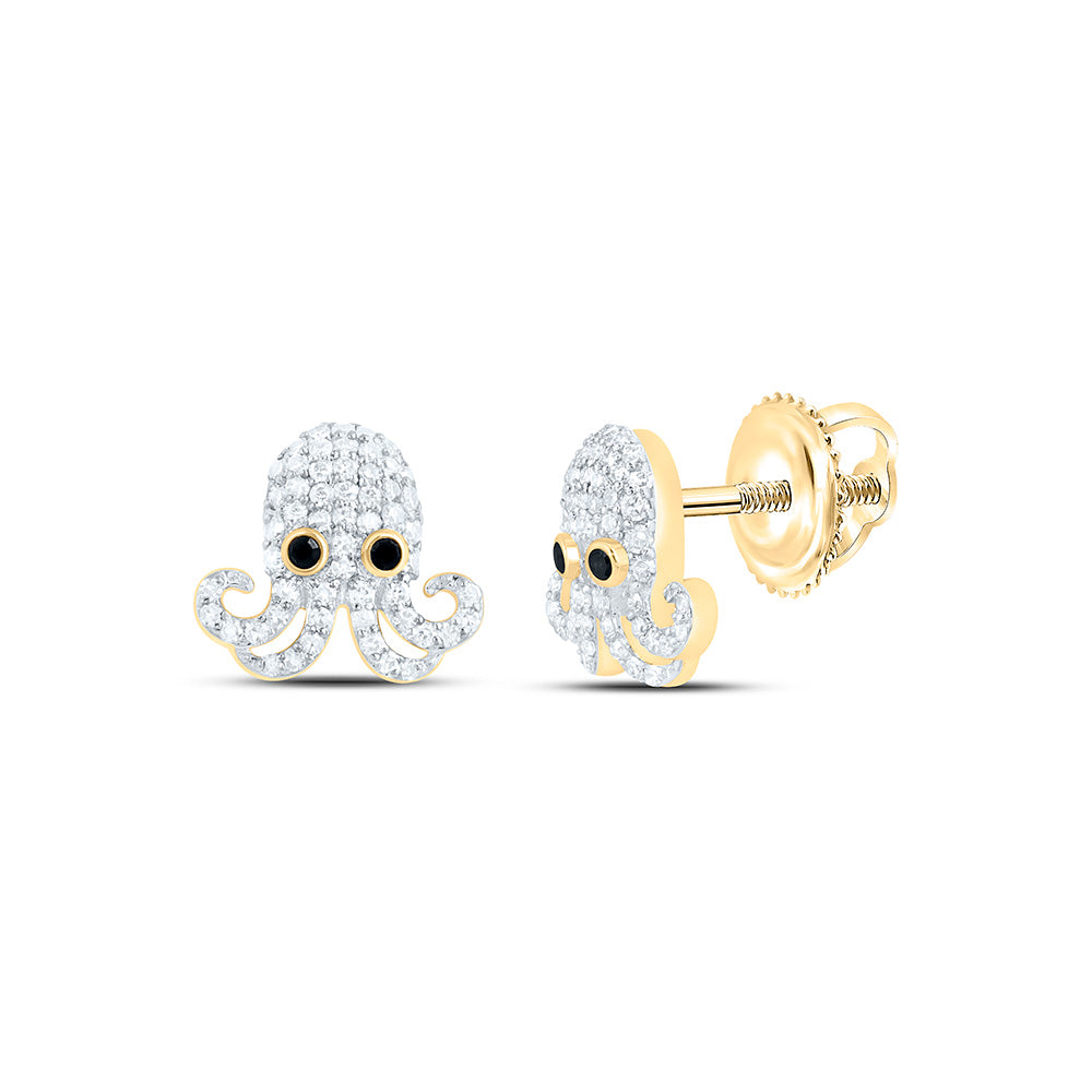 1/4CTW-NAT DIA NK BLACK DIAMOND FASHION OCTOPUS EARRING Daisy Joyeria