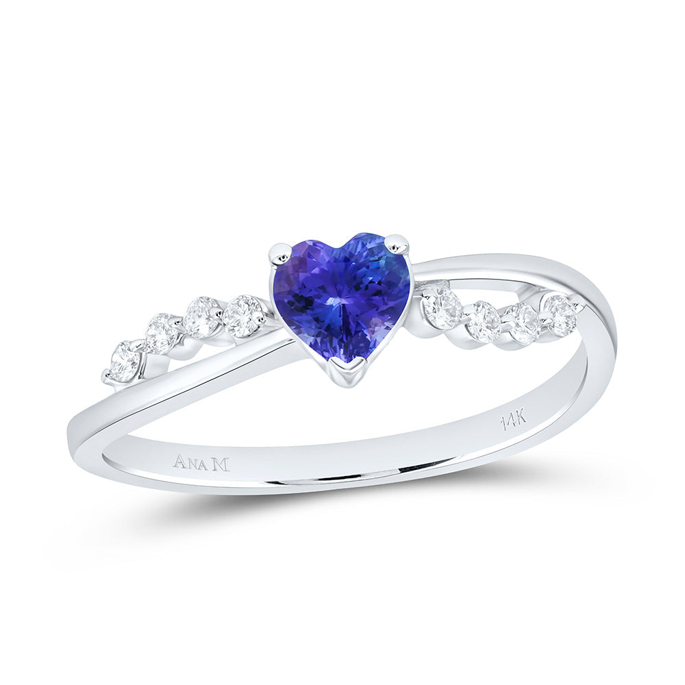 1/8CTW-NAT DIA ANA M 5MM-HT-TANZNITE, NAT GEM HEART RING Daisy Joyeria