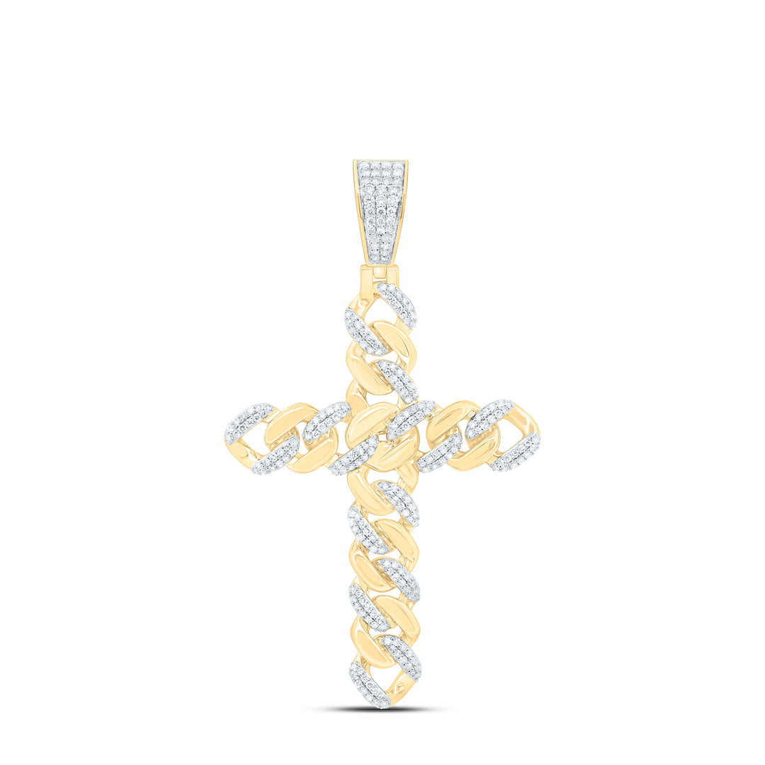 1 3/4CTW-NAT DIA NK CUBAN CROSS MENS CHARM Daisy Joyeria