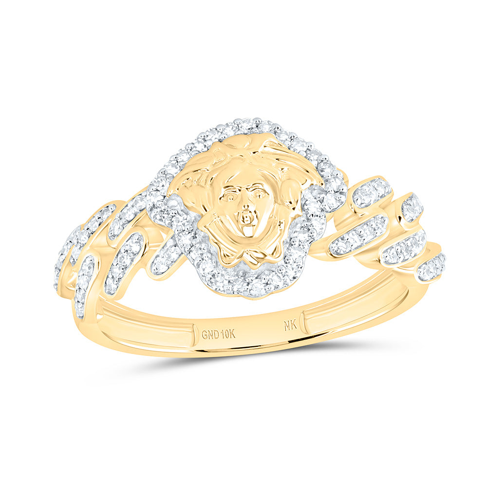 1/4CTW-NAT DIA NK FASHION CUBAN MEDUSA RING Daisy Joyeria