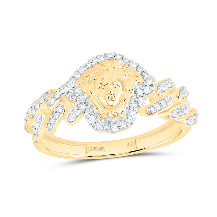 1/4CTW-NAT DIA NK FASHION CUBAN MEDUSA RING Daisy Joyeria