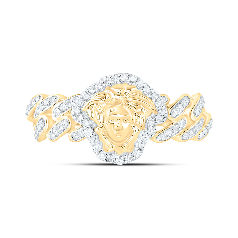 1/4CTW-NAT DIA NK FASHION CUBAN MEDUSA RING Daisy Joyeria