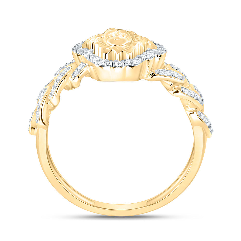 1/4CTW-NAT DIA NK FASHION CUBAN MEDUSA RING Daisy Joyeria