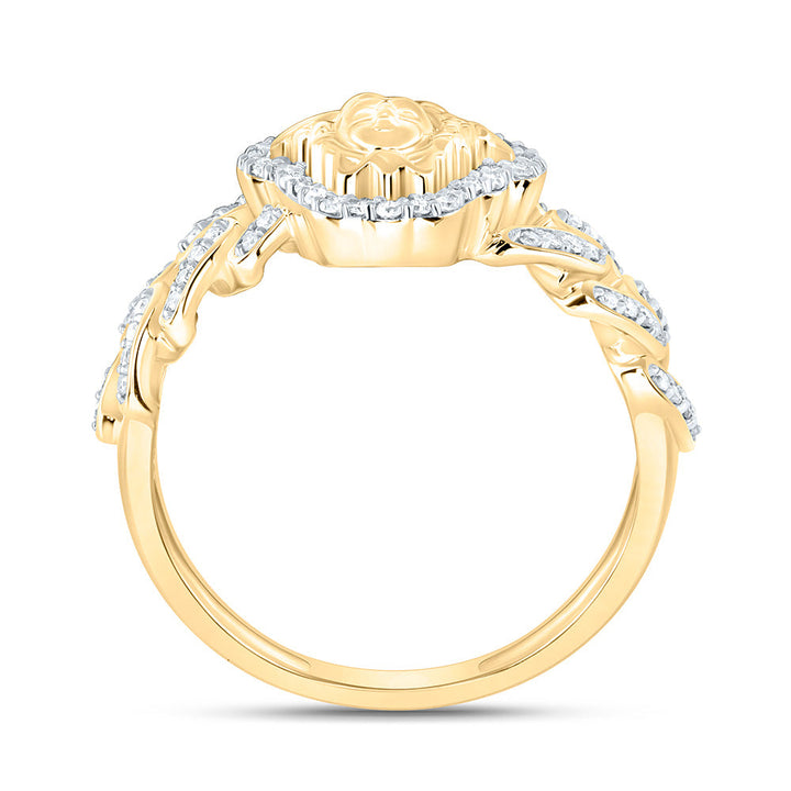 1/4CTW-NAT DIA NK FASHION CUBAN MEDUSA RING Daisy Joyeria