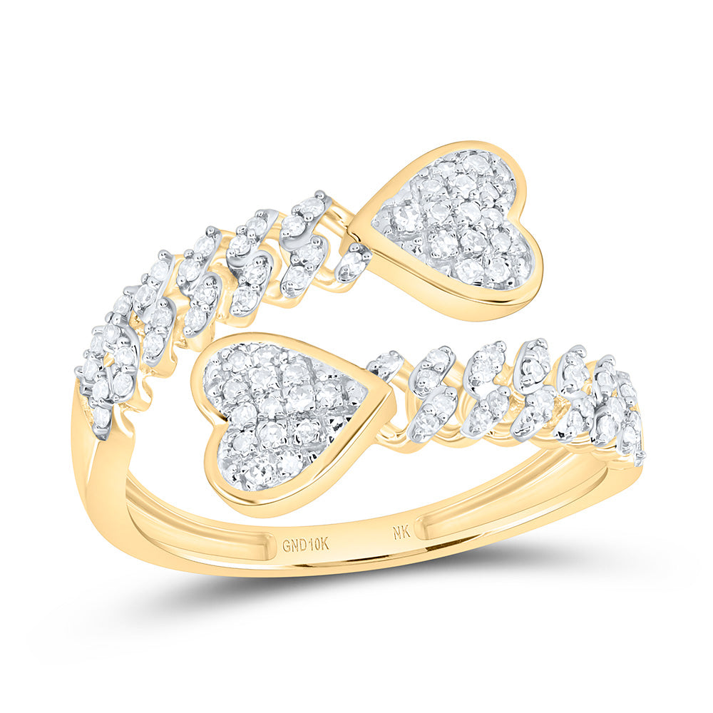 1/4CTW-NAT DIA NK FASHION CUBAN HEART RING Daisy Joyeria