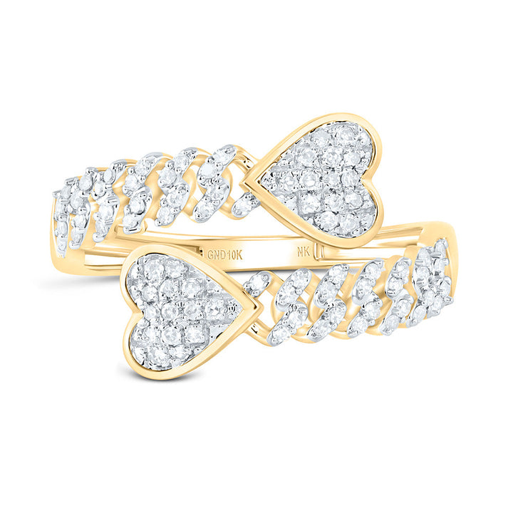 1/4CTW-NAT DIA NK FASHION CUBAN HEART RING Daisy Joyeria