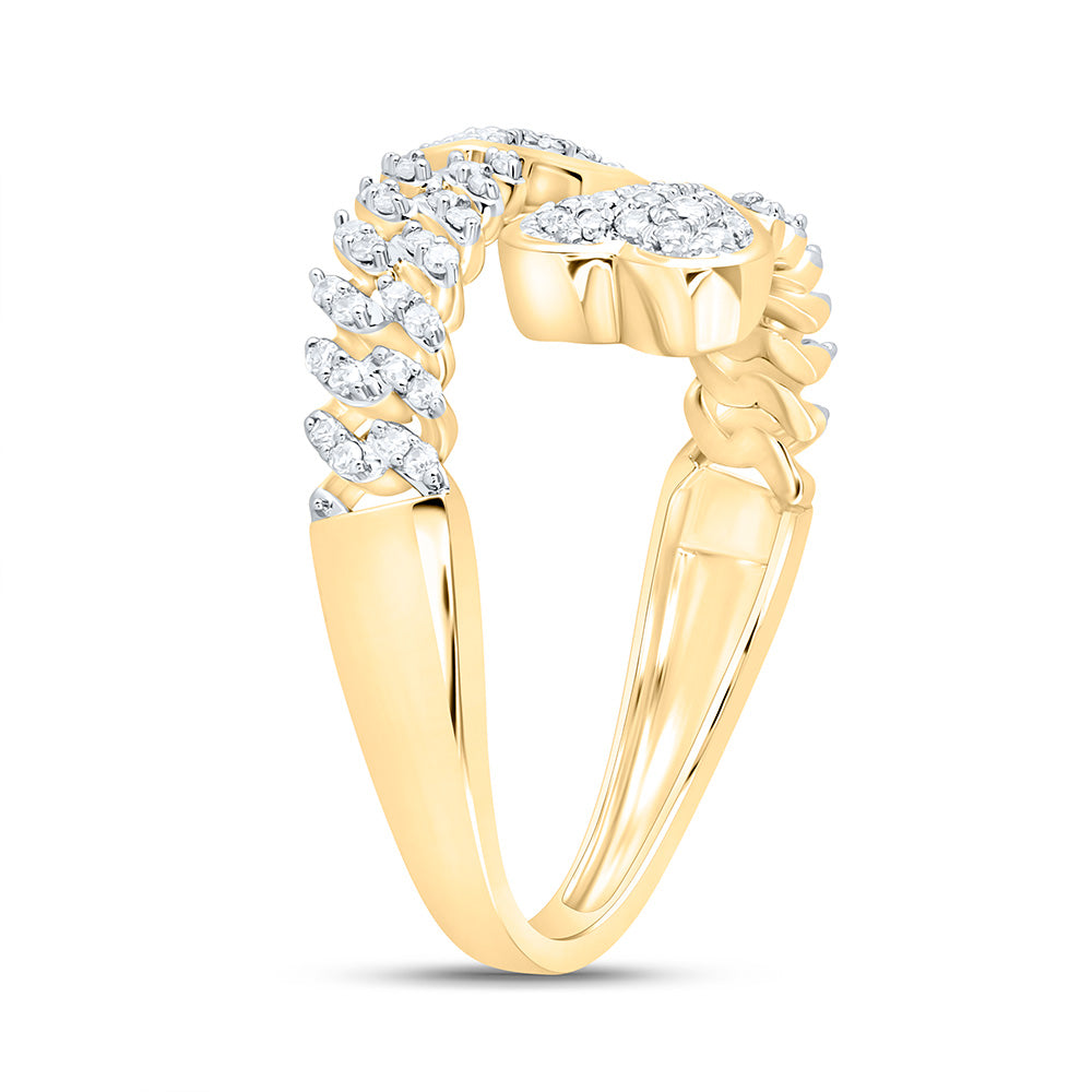 1/4CTW-NAT DIA NK FASHION CUBAN HEART RING Daisy Joyeria