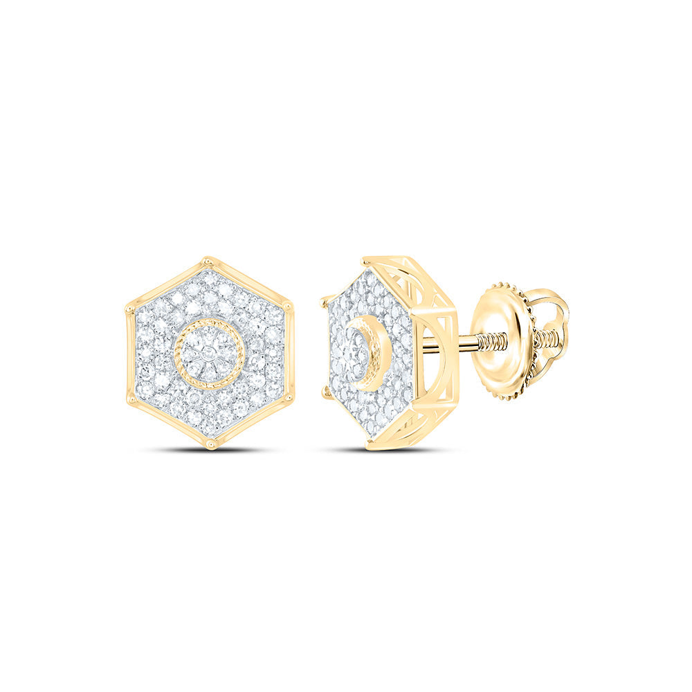 3/8CTW-NAT DIA NK FASHION HEXAGON EARRING Daisy Joyeria