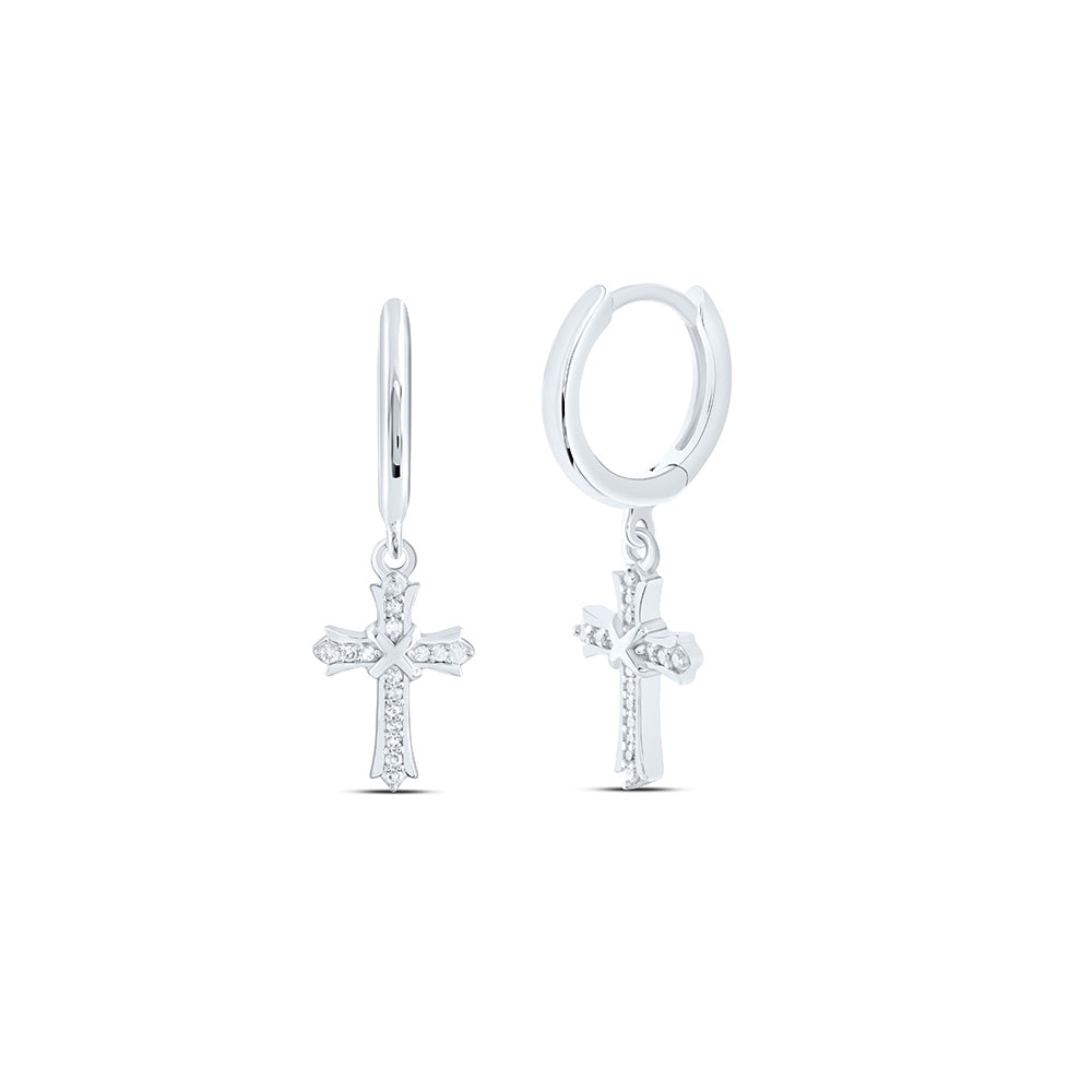 1/10CTW-NAT DIA P1 CROSS DANGLING EARRING Daisy Joyeria