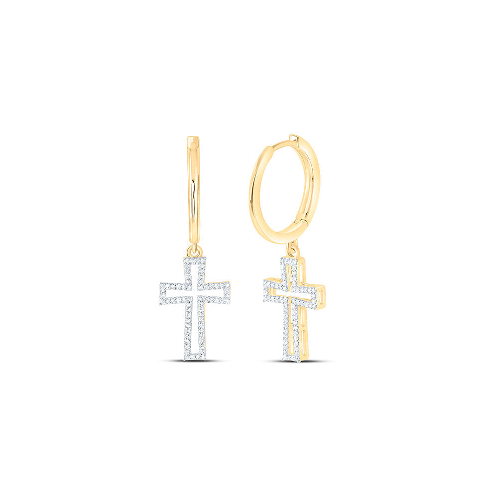 3/8CTW-NAT DIA NK CROSS DANGLING EARRING Daisy Joyeria