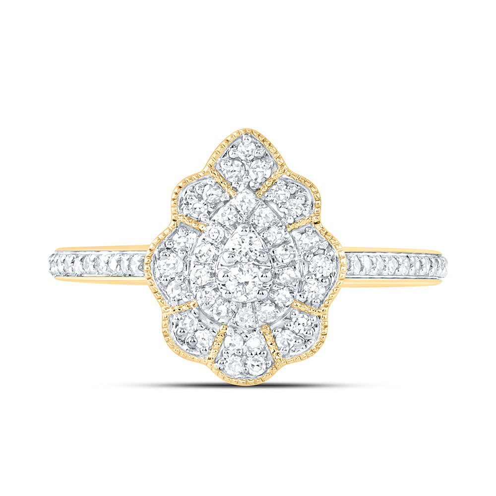 1/3CTW-NAT DIA NK FASHION PEAR RING Daisy Joyeria
