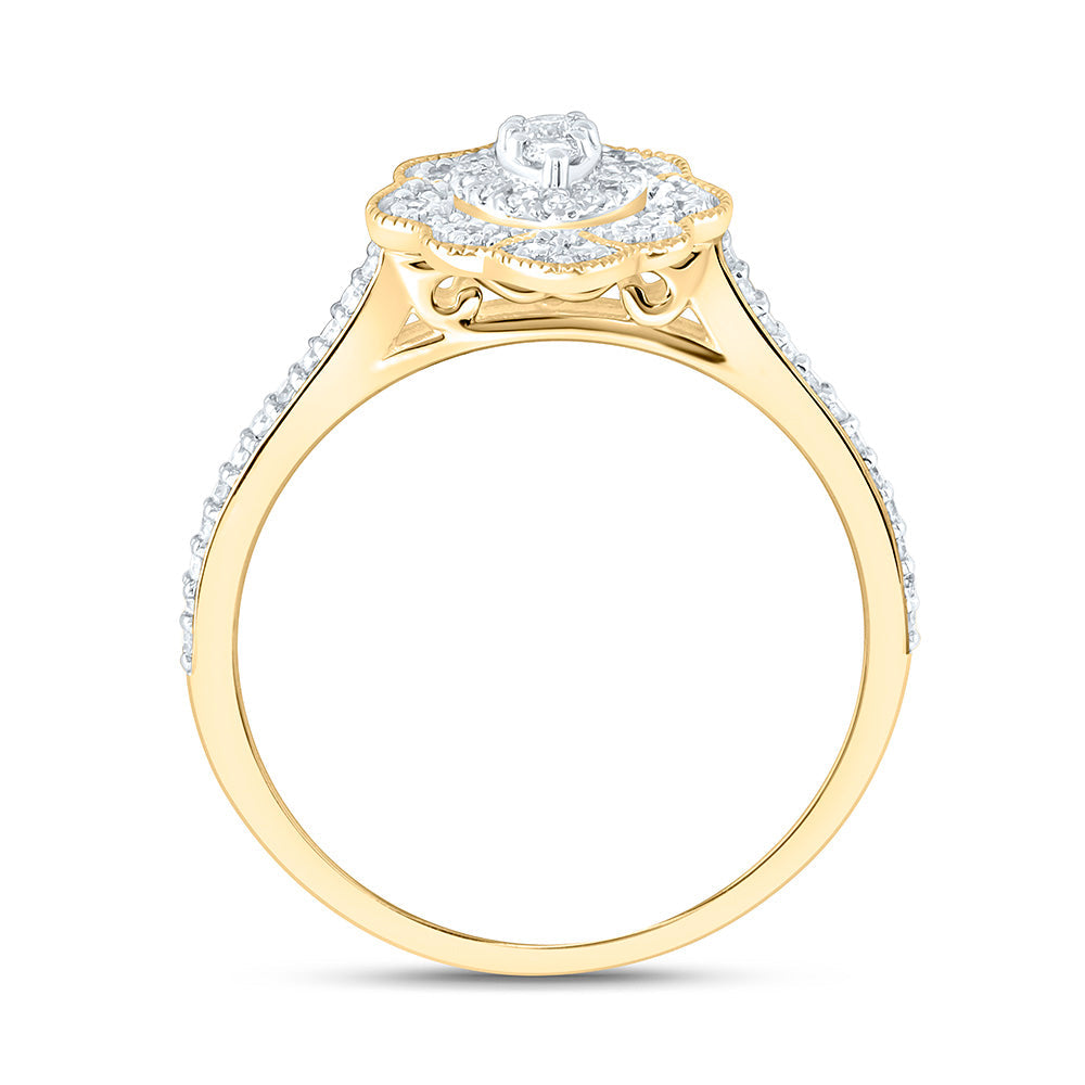1/3CTW-NAT DIA NK FASHION PEAR RING Daisy Joyeria