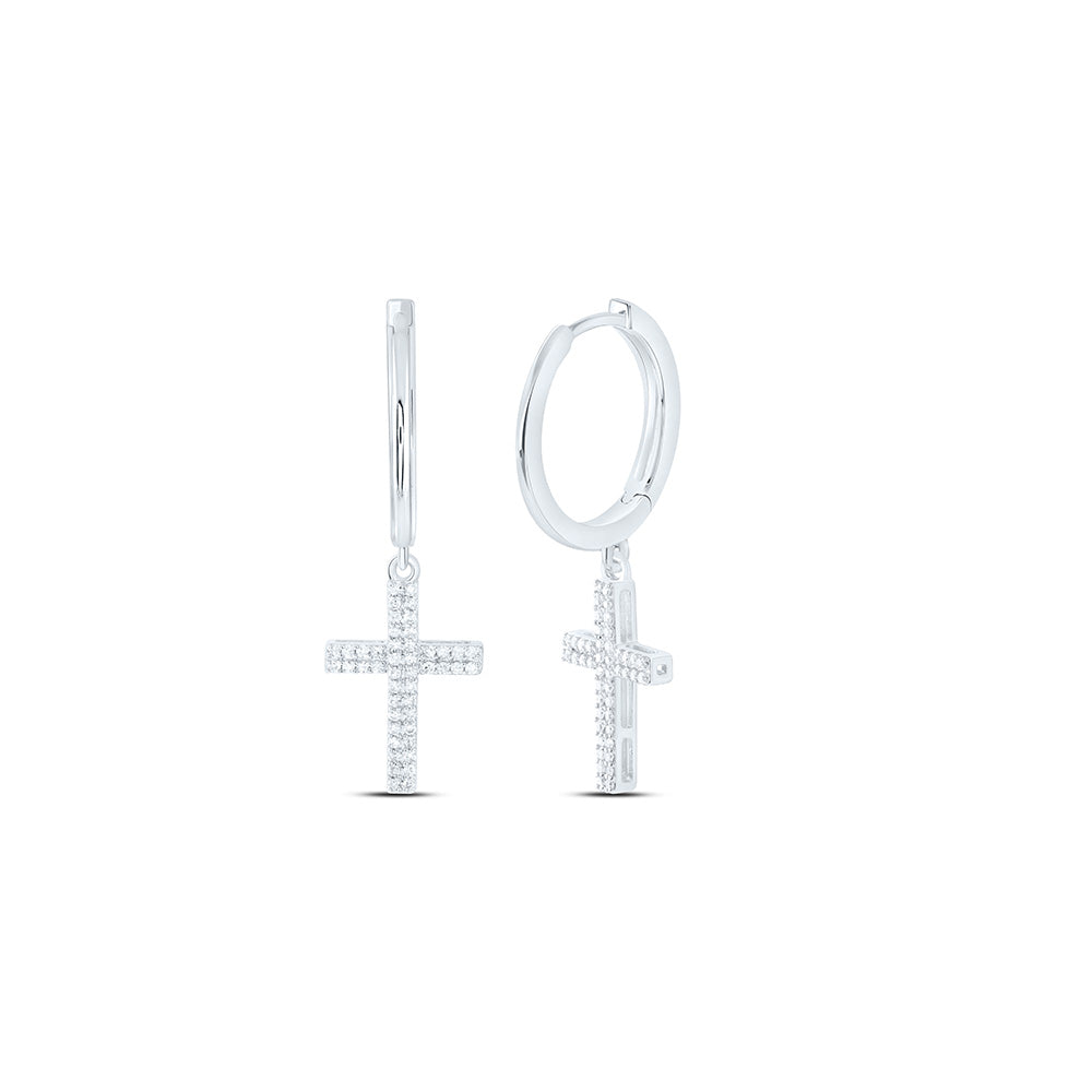 1/3CTW-NAT DIA NK CROSS DANGLING EARRING Daisy Joyeria