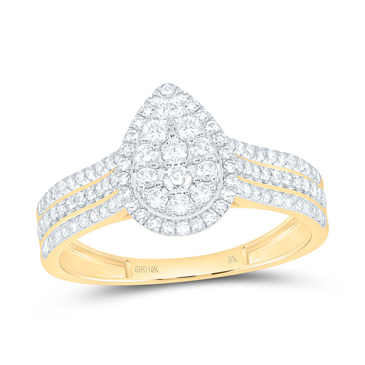 5/8CTW-NAT DIA NK FASHION PEAR RING Daisy Joyeria