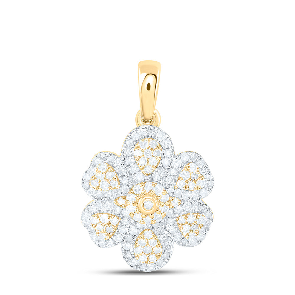 3/8CTW-NAT DIA NK FASHION HEART PEAR FLOWER PENDANT Daisy Joyeria