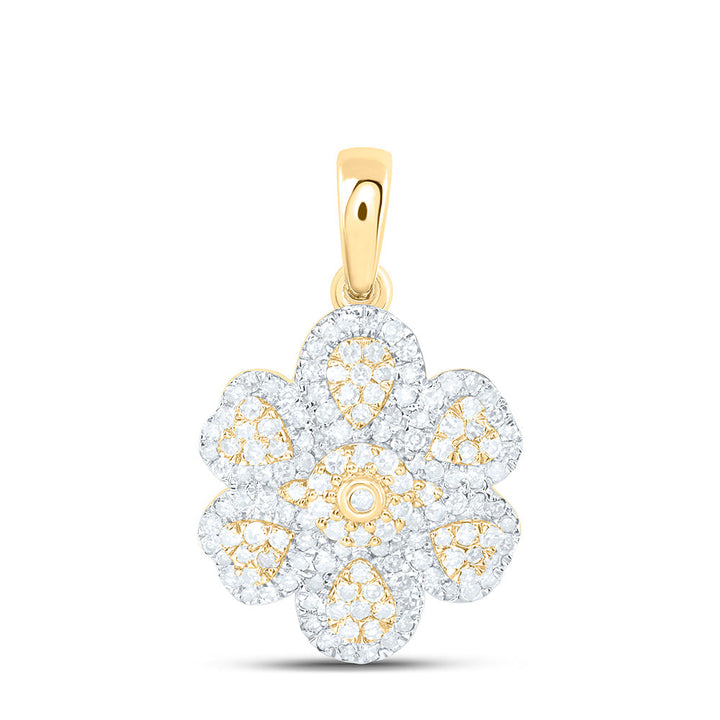 3/8CTW-NAT DIA NK FASHION HEART PEAR FLOWER PENDANT Daisy Joyeria
